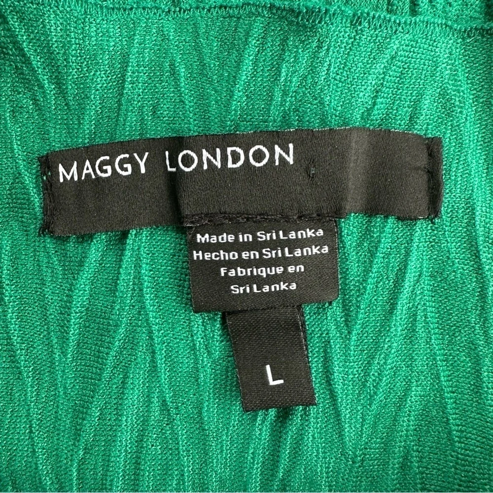 Maggy London NWT Long Sleeve Jacquard Shift Dress Green Large Christmas Holiday